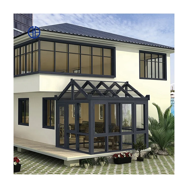 Guangzhou Manufacturer Solarium Glass Sunroom Sun Room House Reinforcement Aluminum Frame Conservatory Glass Room House
