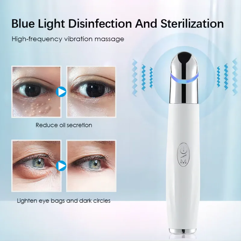 OEM  Heated Eye Facial Massager Red Light Therapy Wand for Dark Circles Puffiness Anti Aging Wrinkles Remover