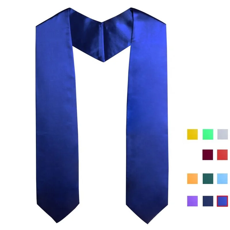 Wholesale Factory Directly  Logo Printed 155cm 61 Inch Graduation Stole Plain Satin Graduation Glossy Stoles for Adult