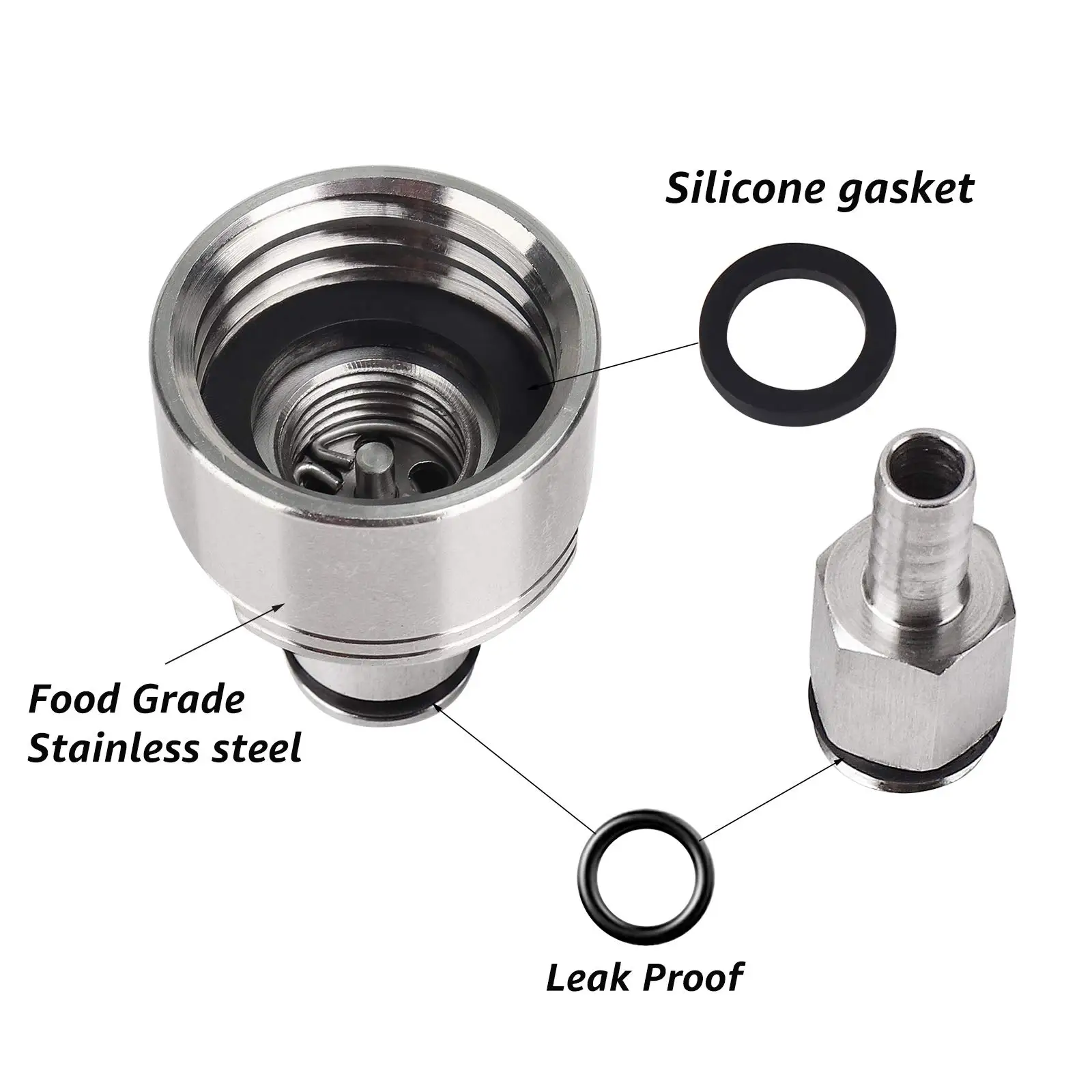 Stainless Steel Carbonation Cap for Soda PET Bottles Ball Lock Carbonation Cap