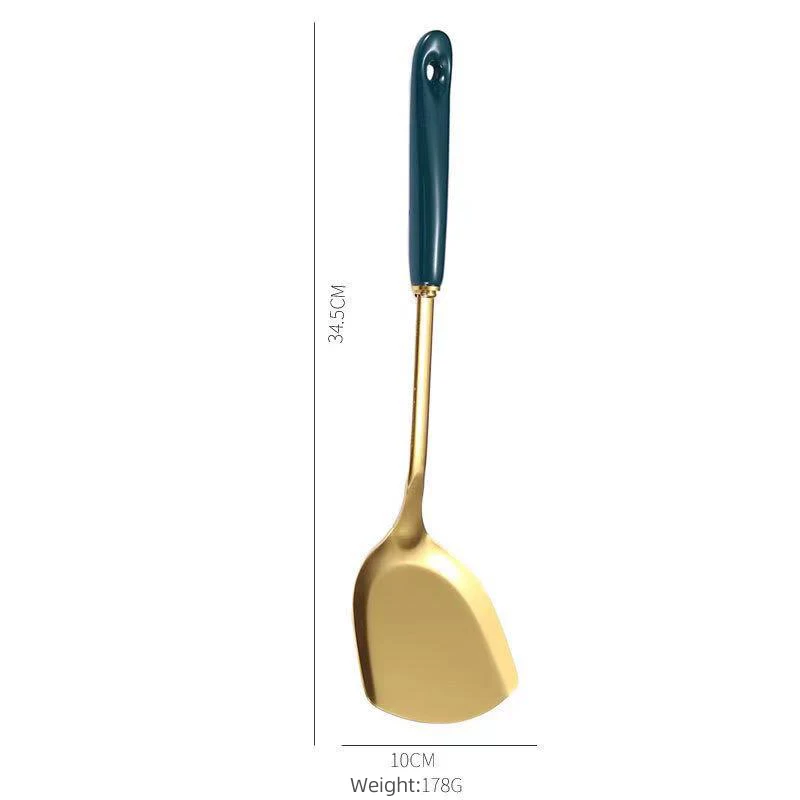 6 Pcs SUS 201 Nordic Style Stainless Steel hotel family party  spoon spatula kitchen utensils set  with standing rack