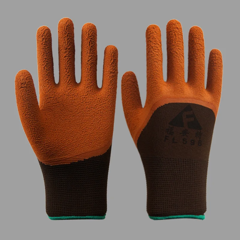 Latex foam gloves dipped thickened work protection site workers hanging rubber breathable gloves