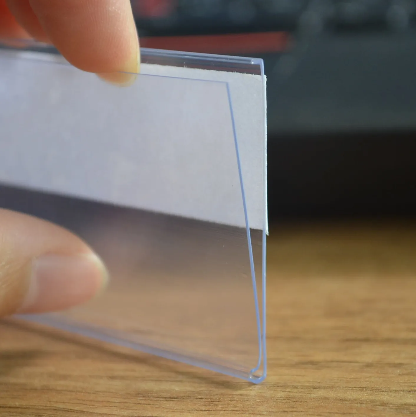 plastic extrusion plastic strip shelf with adhesive for supermarket