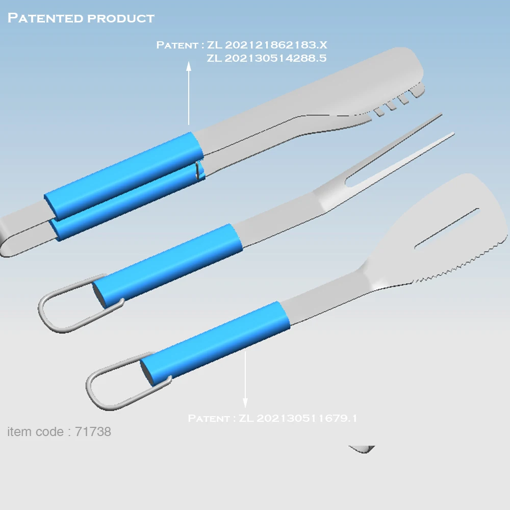 Набор инструментов для барбекю с пластиковой ручкой, 3 шт., патентный дизайн, товар для барбекю гриля, новинка 2022 (1600343686222)