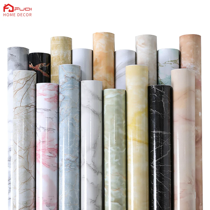 60X200Cm Waterproof Heat Resistant Self Adhesive Anti Oil Kitchen Wallpaper Marble Sheet for Wall Paper