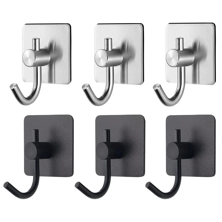 Jutye Bathroom Accessories Stainless Steel Self Adhesive Wall Coat Rack Towel Hooks Key Holder Rack Clothes Rack Hanging Hooks