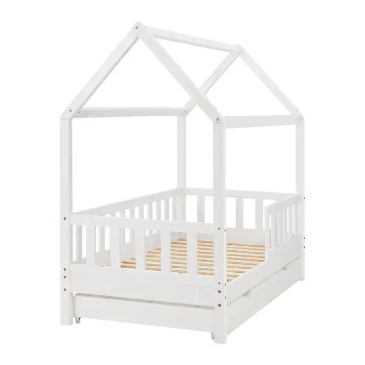 2 in 1 children room bed wood storage montessori teens kids wooden floor house bed toddler bed  for girl