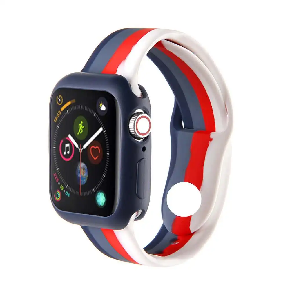 Yapears Silicone Custom Rainbow Watch Band for Apple Watch 38 40 42 44 series 1 2 3 4 5 6 SE