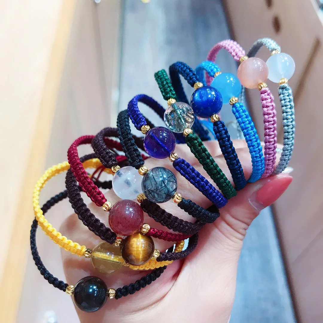 New Arrived Natural Stone Stainless Steel Beads Braided 12 Zodiac Energy Month Birthday Jewelry Gift Bracelets Women Men