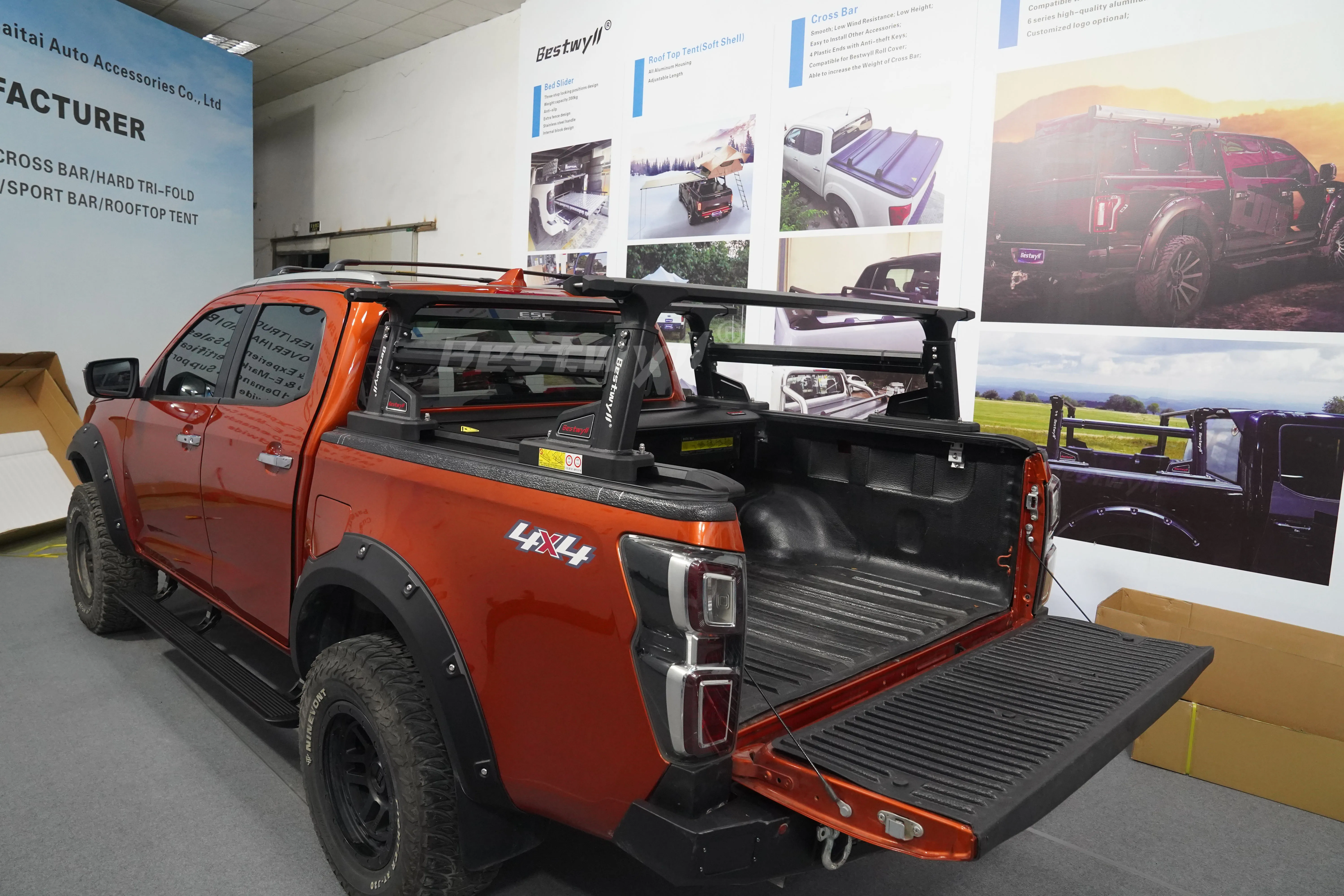 BESTWYLL 4X4 Adjustable aluminum pickup bed roof rack truck ladder rack For Isuzu Dmax
