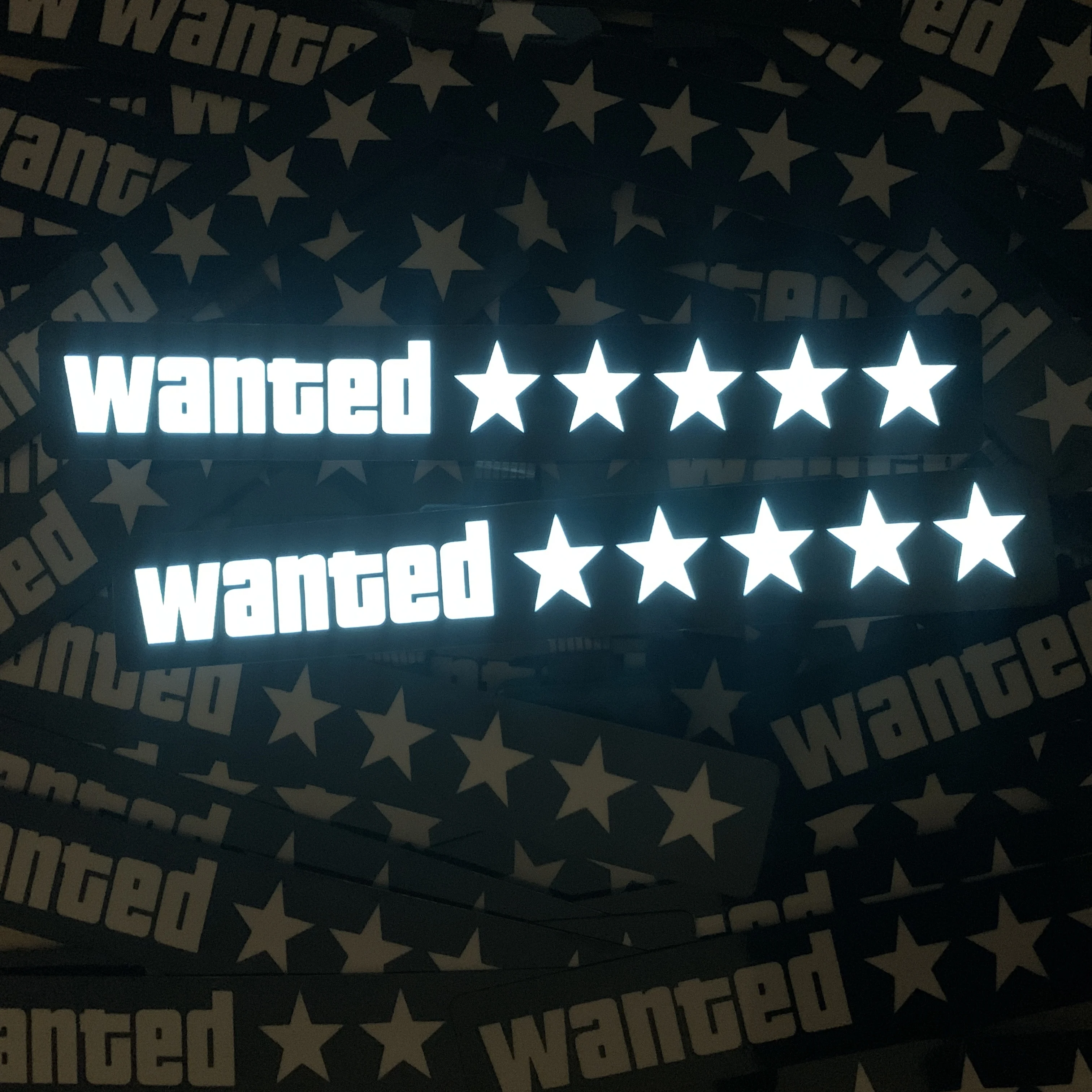5 Stars Wanted Led Light-Emitting Window Sticker Windshield Sticker Jdm Decorative Car Accessories revoke automotive panel led w