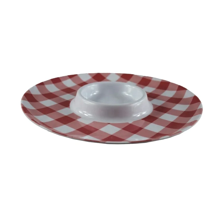 Wholesale Melamine Chip And Dip Plate,Plastic Snack Serving Dish