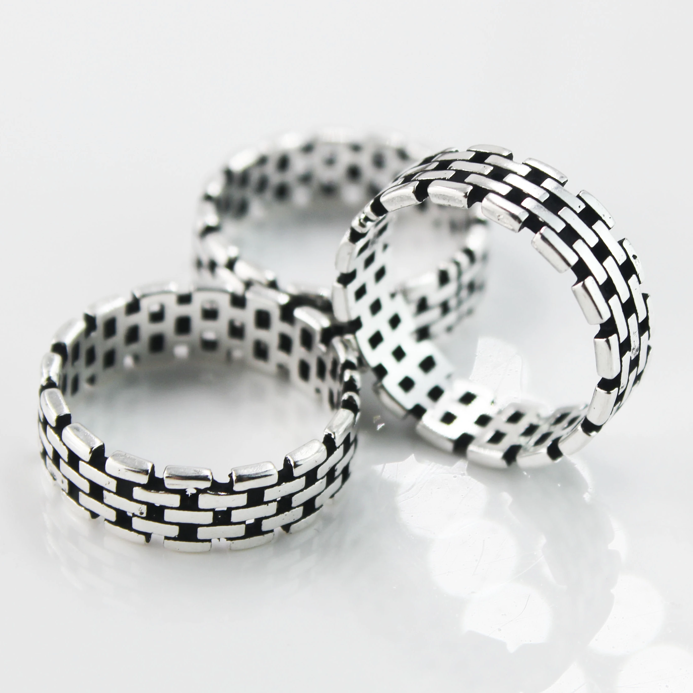 BMZ new year coming gift 316L stainless hollow geometric ring vintage silver color boss hollow ring