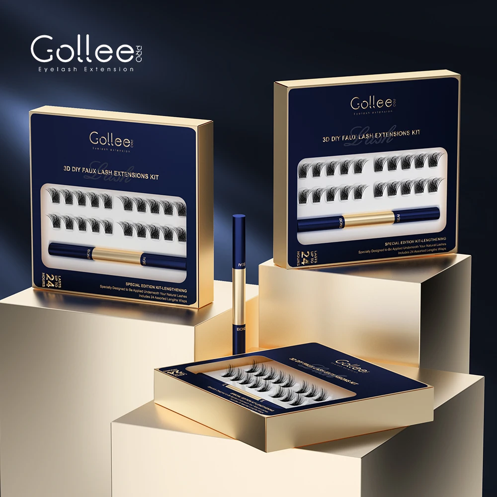 Gollee Glue Cluster Lashes Wholesale Bulk Eye Lashes Kit Diy Segment Strip Eyelash Lash Cluster Extension Glue Kit