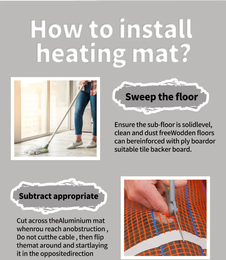 150W/M2 50cm Electric Underfloor Heating Mat Winter Mat with Thermostat for Room Warming