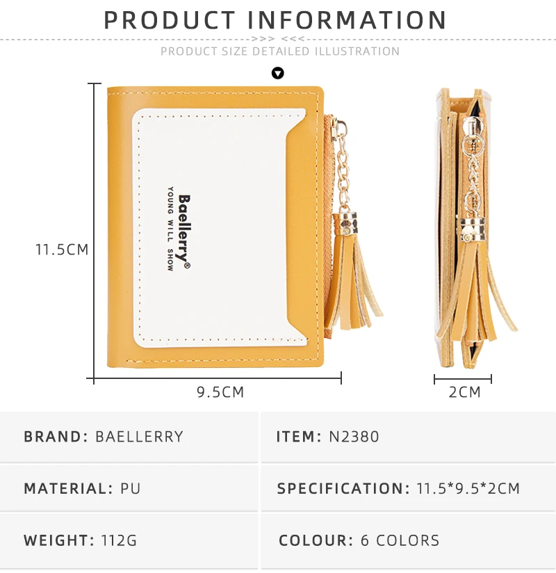 Baellerry Brand Wholesale Woman card holder wallet Pu leather fashion purse bags wholesale female wallets