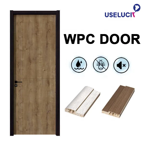 Elegant WPC PVC Door Wooden Design Pictures Paint Colors for Room Indian Teak Best New House Main Door Wood Readymade Door Price