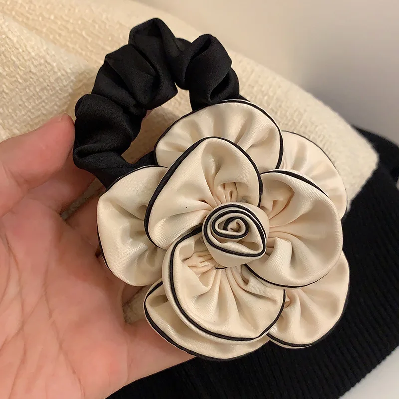 Korean Women Head  Accessories Flower Hair Bands Vintage Pearls  Ponytail holder Flower Hair Clip Elegant Girls Hair Ties