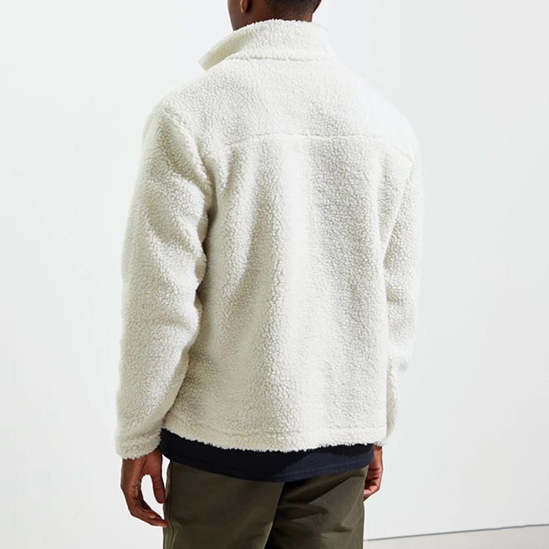 Custom Fashion Coats Man Warm Winter Classic Men Polar Sherpa Fleece Jacket with Pocket