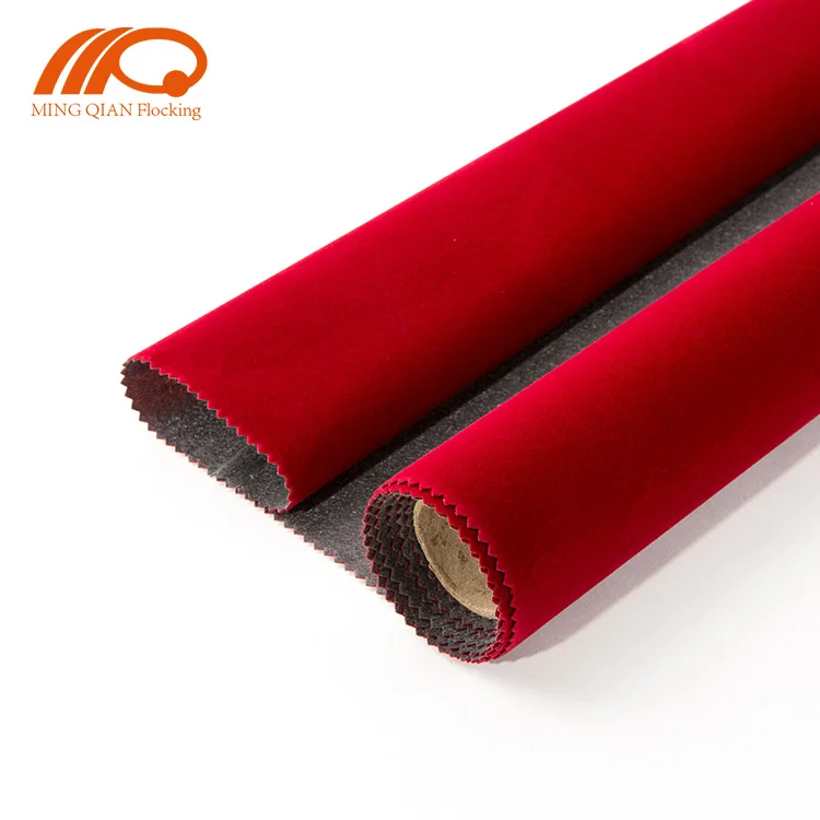 Customized 100% polyester panne flocked material printed embossed flock velvet for gift box