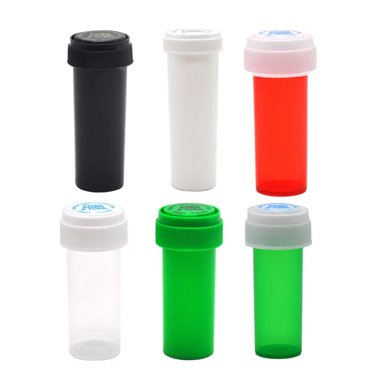 13dr 16dr 20dr 30dr 40dr 60dr Child Resistant Medicine Tube Containers Smell Proof Plastic Vial Bottle with reversible cap