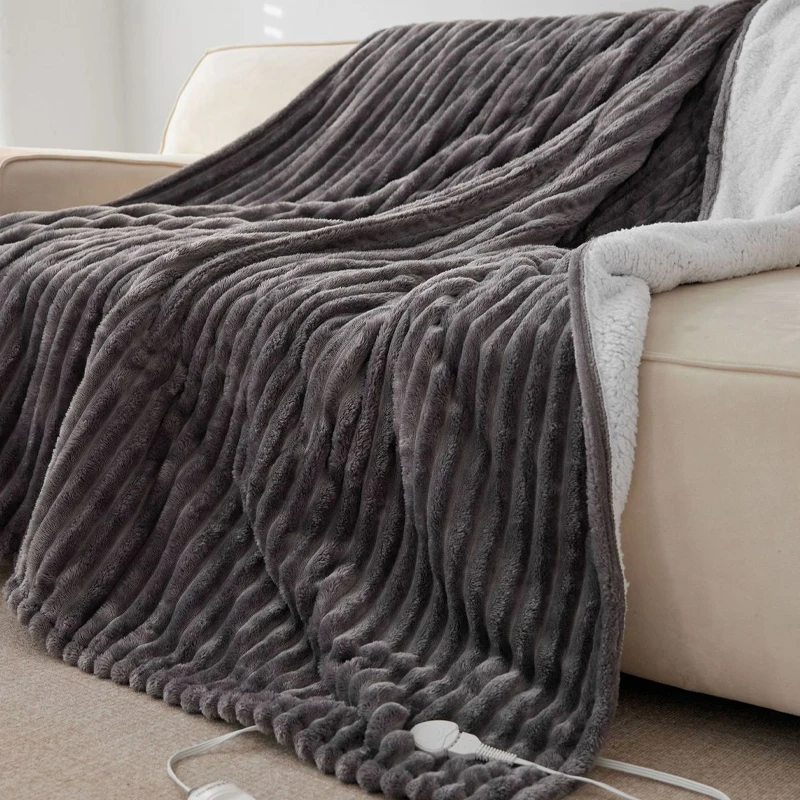 Новинка оптовая продажа одинарное моемое нагревательное одеяло Полосатое Фланелевое электрическое sherpa