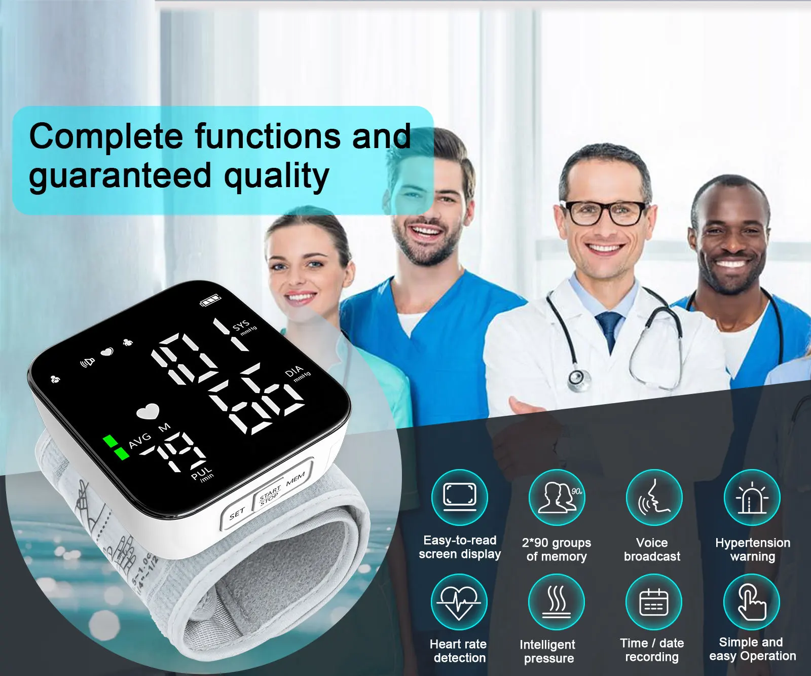Sphygmomanometer Automatic Tensiometre Home Bp Monitor Electric Digital Wrist Blood Pressure Monitors