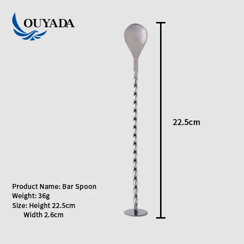 
Factory Direct customized twisted metal stainless steel spinning cocktail bar spoons 