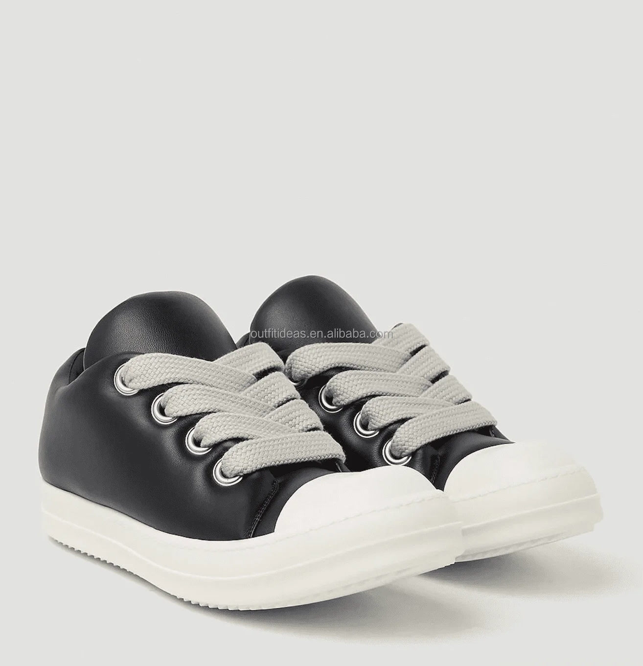 Top Quality Retro Smooth Calf Leather Sneakers for Women Calfskin Luxury Design Chunky Jumbo Lace Low Men