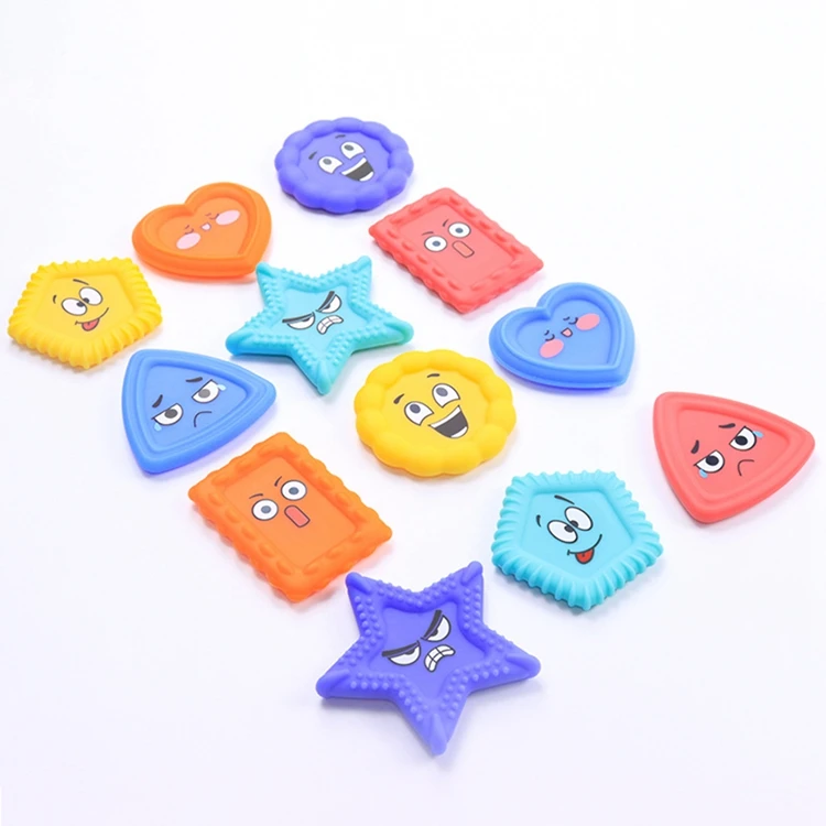 Soft Silicone Decompression Toy 6 Pieces Shape Cognition Sensory Texture Toys With Expression