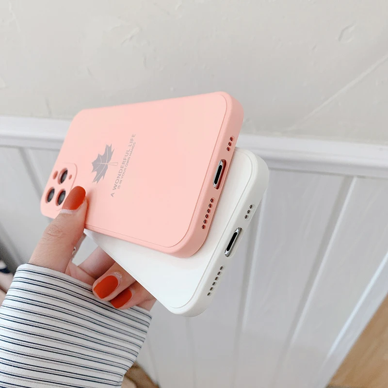 2021 TPU Sticker Oil Paint UV Printer Back Cover Phone case For Iphone 12 Pro TPU Maple Leaf Covers Case For Iphone