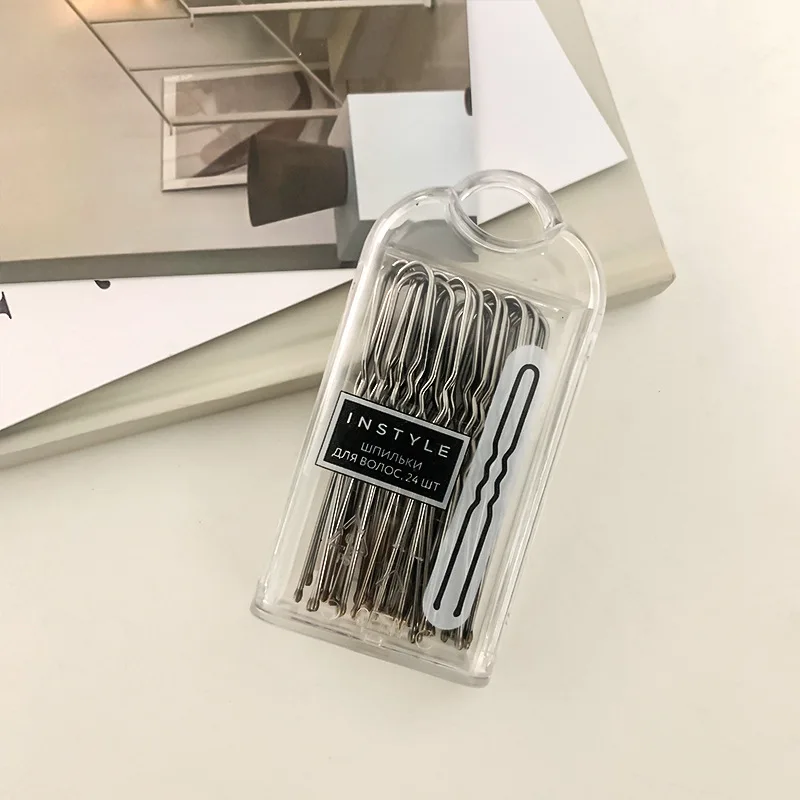 24pcs/box Wholesale black bobby pins simple hairpin invisible disc kid hair headdress