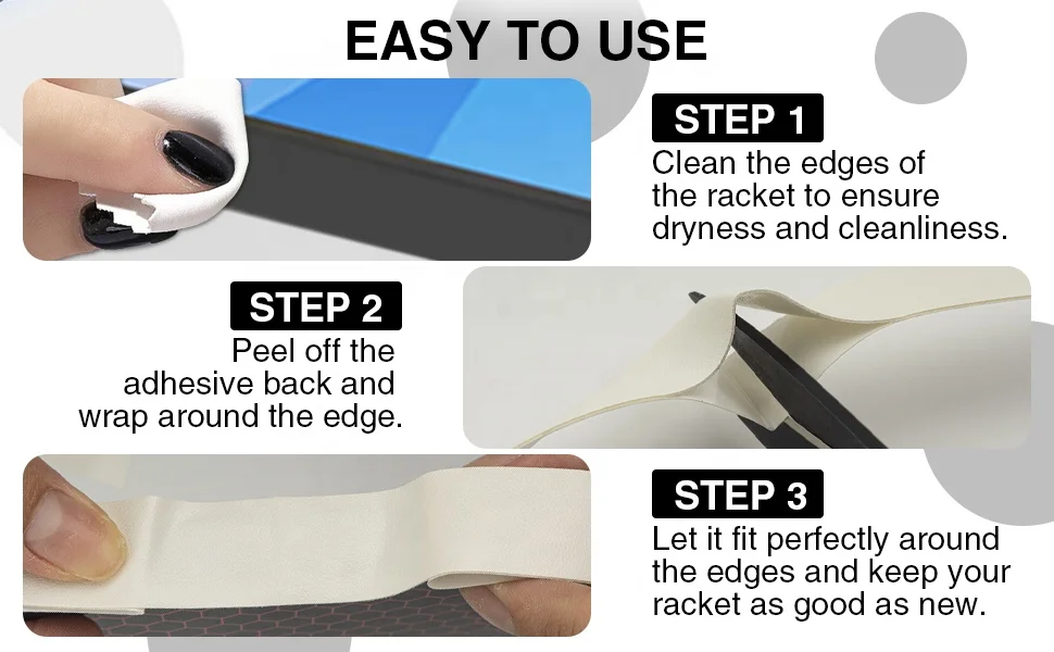 Hot Selling Custom logo Edge Protection tape for pickle ball paddle durable custom color PU FOAM Pickle ball Paddle tape