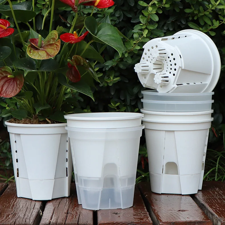 High Quality Transparent and White Garden Plant Orchid Pots Clear Plastic Flower Planter Self Watering Pot For Home Balcony