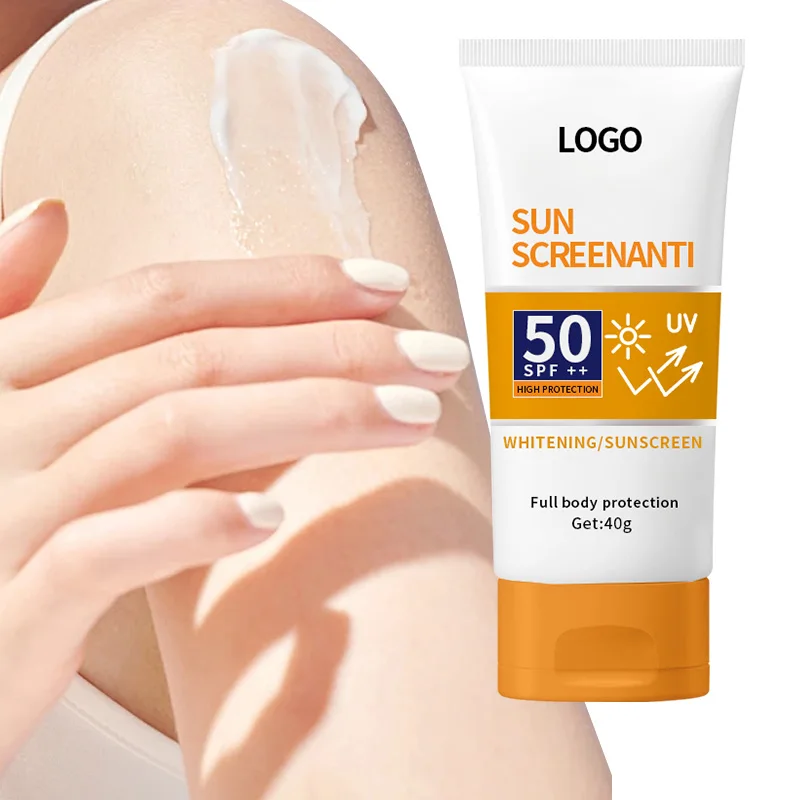 OEM Factory 40G Free Paraben Non Greasy Hexyl Benzoate Non Oil Resistant Water Based Facial Sunscreen Cream Over Lotion