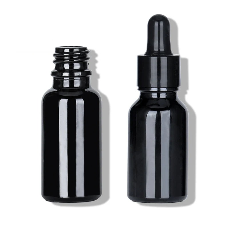 FOCSTAR 5ml 15ml 20ml 30ml 50ml 100ml Black Glass Cosmetic Refill Tincture Bottles for Essential Oils (BTL015)