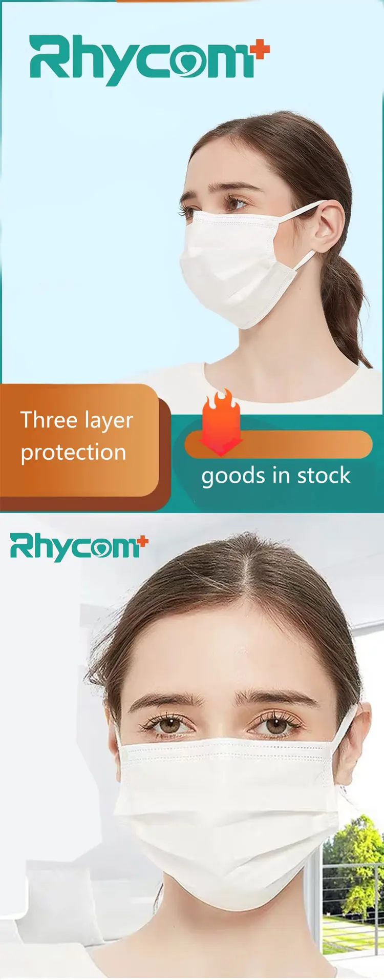 Rhycom 3Ply Protective Surgical Face Mask Disposable