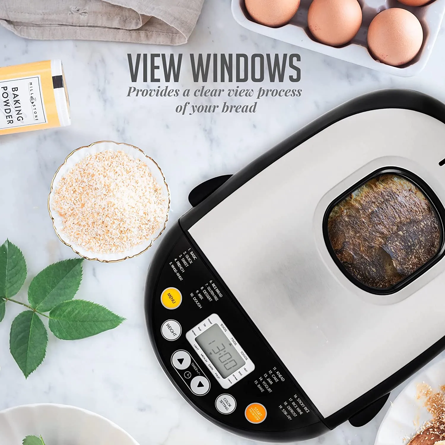 LCD Display Stainless Steel Mini Electric Bread Maker For Home