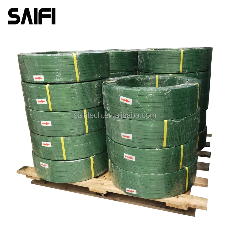 Manufacturer 16 mm plastic embossed green strapping waste pet strap for machine use