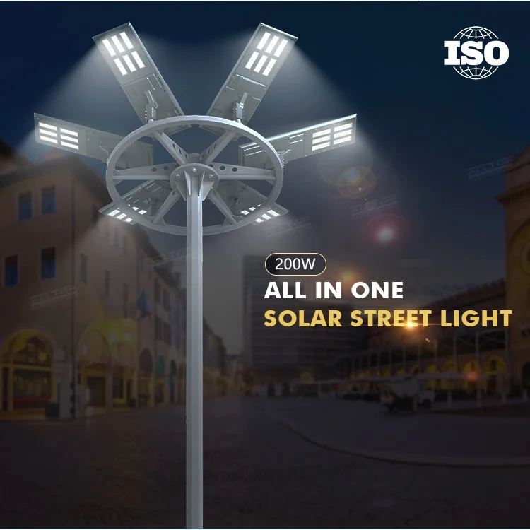 Alltop Hot Sale Aluminium Road Outdoor Integrated Street Lamp Waterproof Ip65 200W 300W Smd All In One Led Solar Street Light