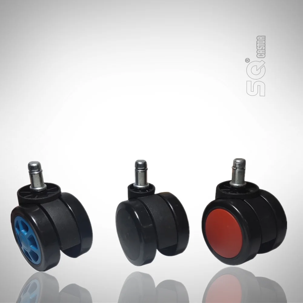 50/63/75mm Plastic PP Nylon PU Wheel Furniture Castors with Grip Ring Stem for Office Chairs