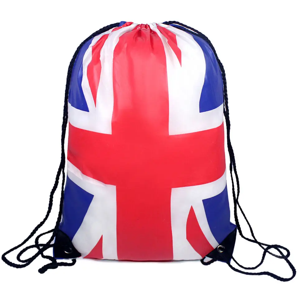 Euro Flag Gymsac Drawstring Bag Sports Backpack Bag 210d Polyester Draw String Bag Packing Printing Custom Logo Drawst