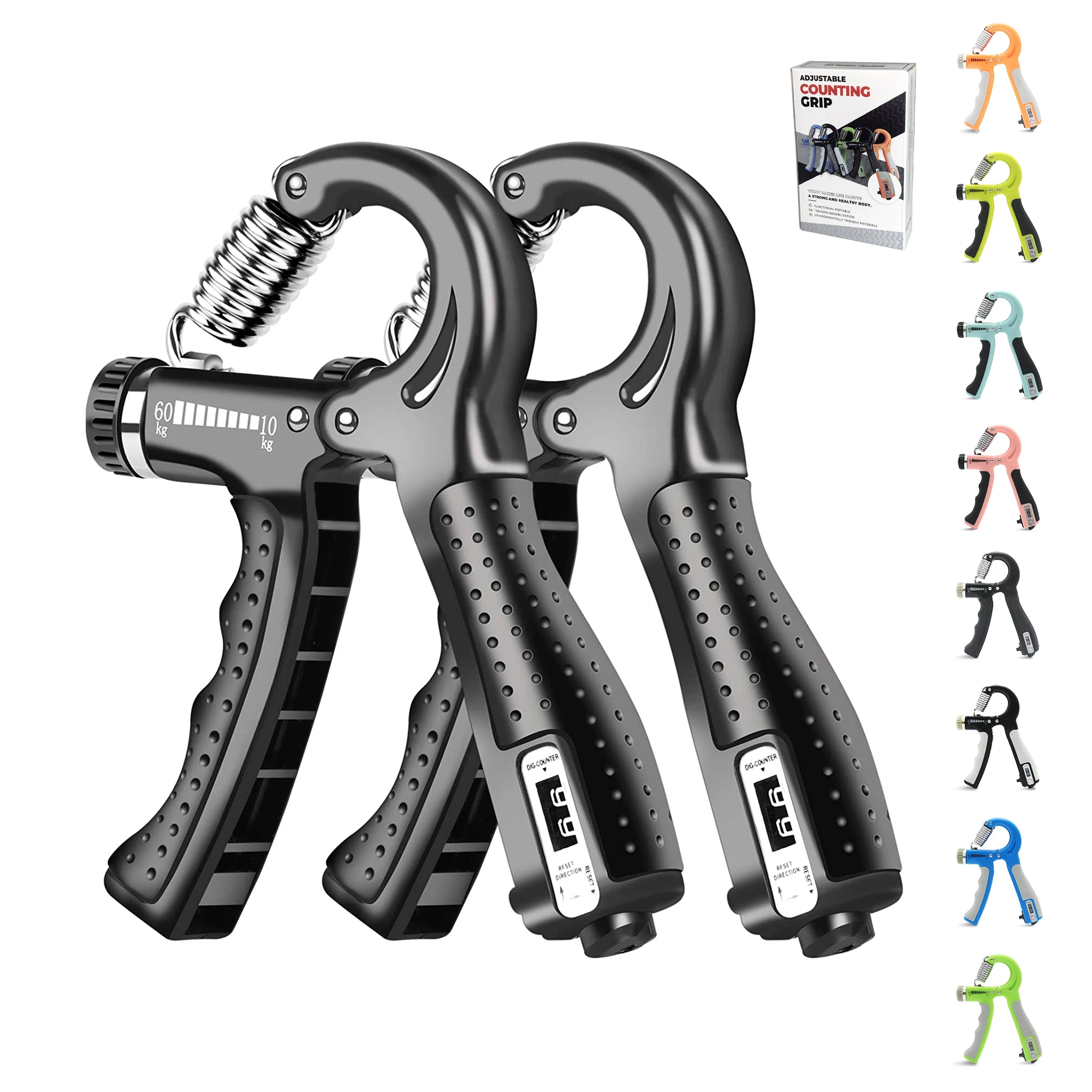 2021 Wrist Forearm Finger Exercise  Grip Strengthener 10kg-60kg Counting Version Adjustable Hand Grip Strength Trainer