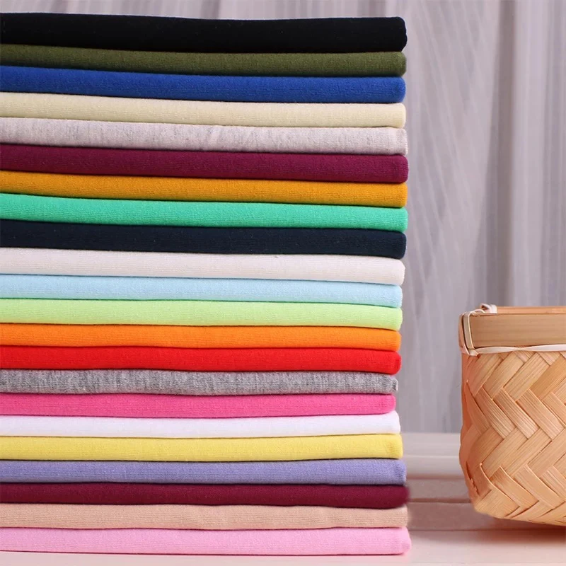 Printed and plain 95% cotton 5% spandex spandex knit fabric for T-shirt