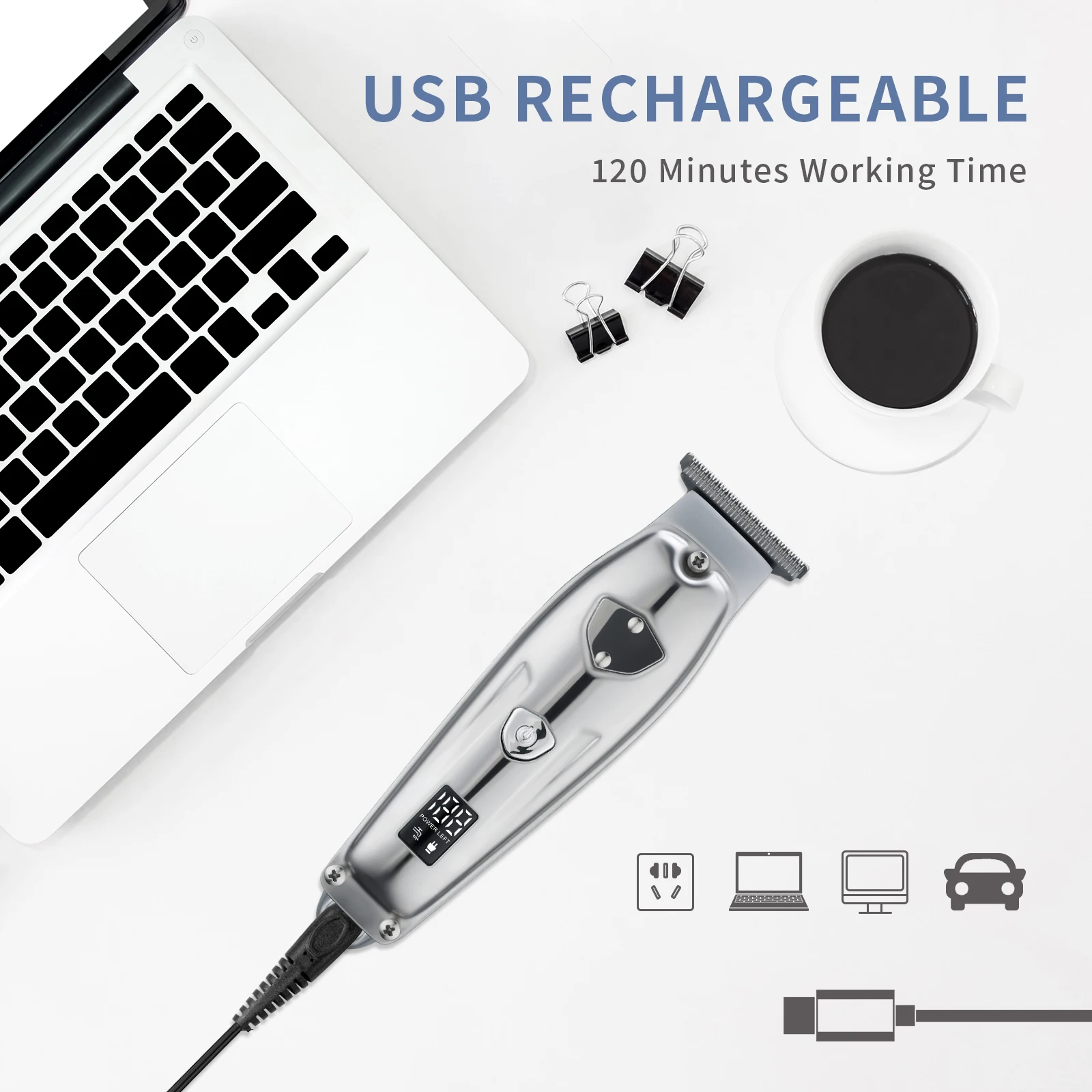 Professional whole metal housing hair cutting machine IPX6 waterproof hair trimmer electric hair clippper