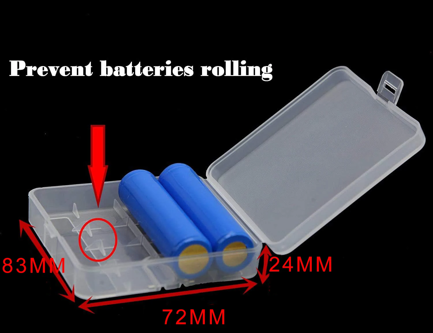 Pack of 4 18650 AA Plastic Battery Box Transport Box Storage Box for Batteries