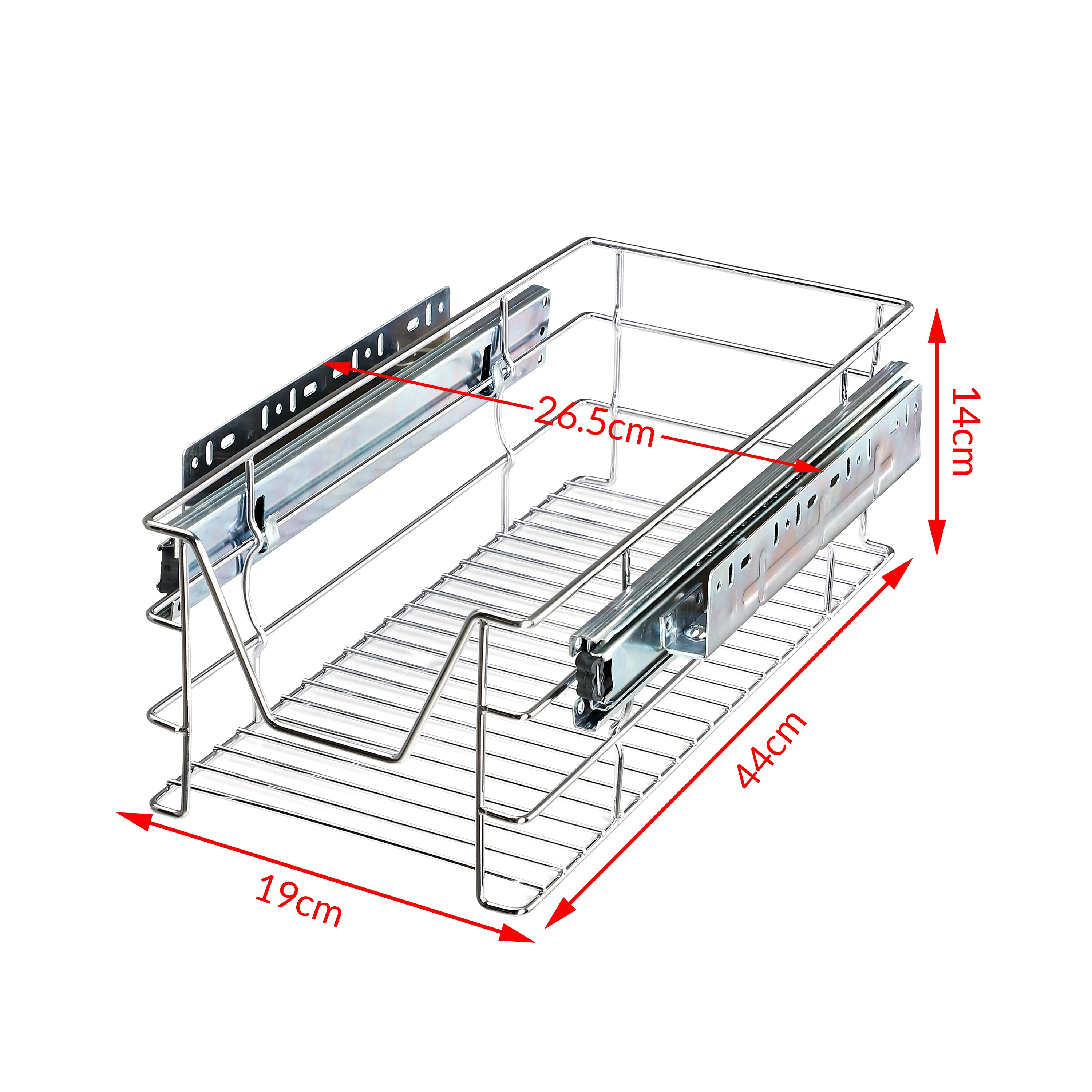 Easy Installation Heavy Duty Chrome Telescopic Rack Pull Out Wire Basket Storage Unit for Kitchen Base Drawer