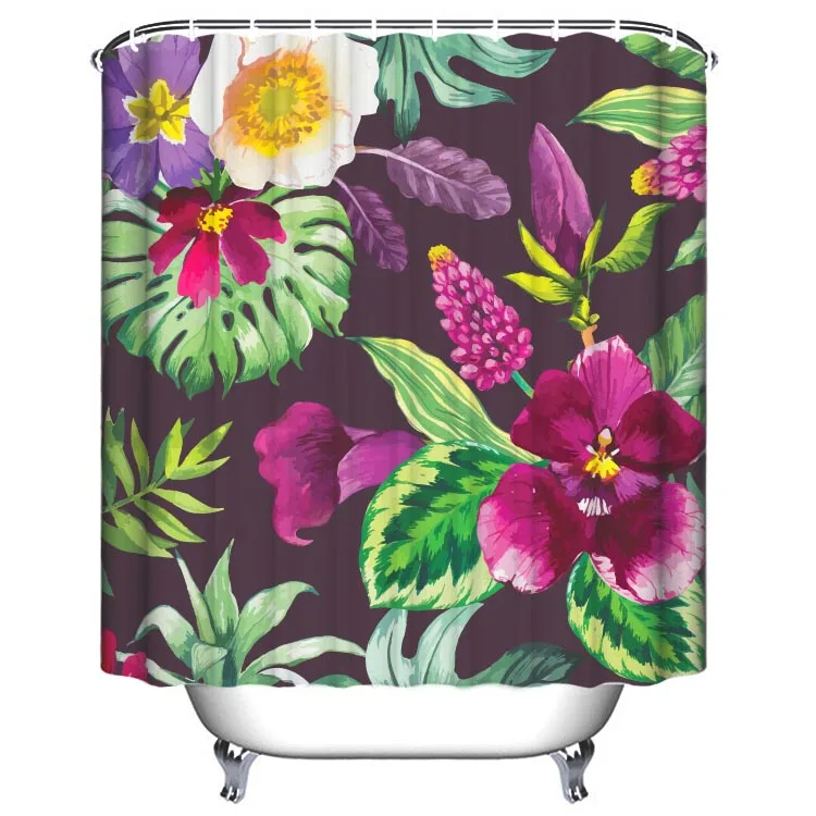 Buti designer boho geometric cotton polyester fabric shower curtain