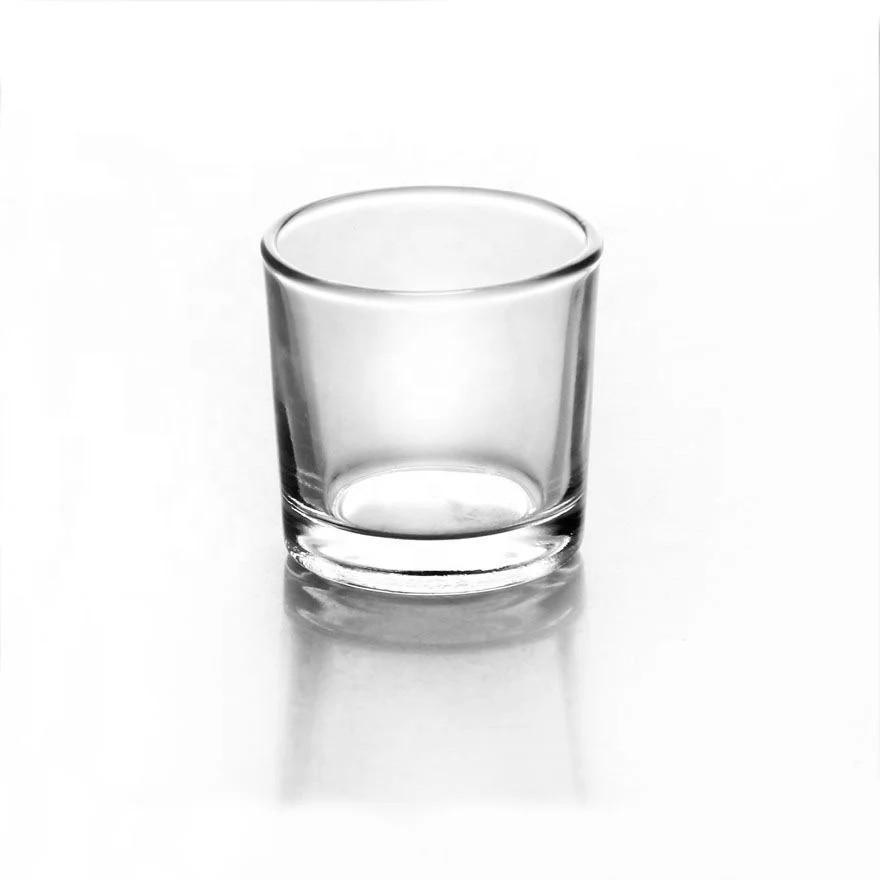 Clear tall glass candle holder with thick bottom glass candle cup