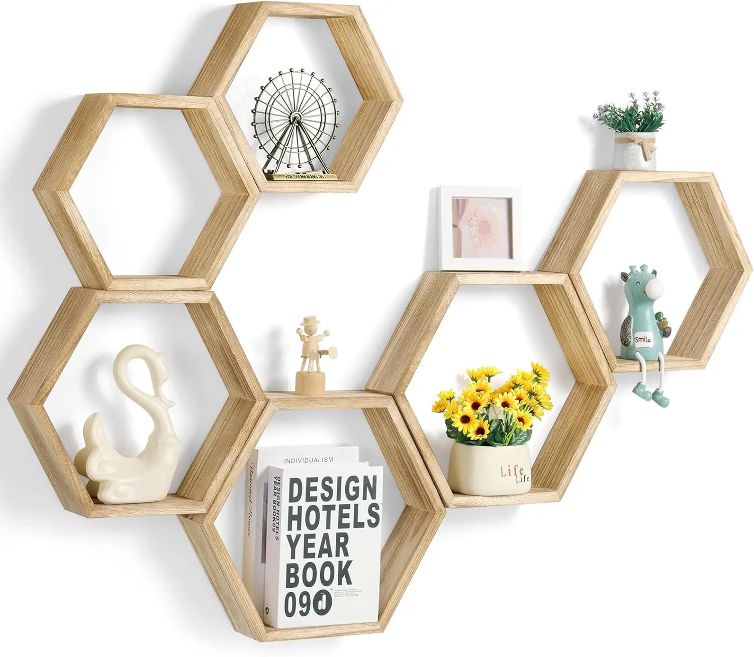 Set of 3 White Square Floating Wall Shelves Wooden Storage Furniture for Kitchen-Wood Crafts Wooden Boxes & Wall Signs
